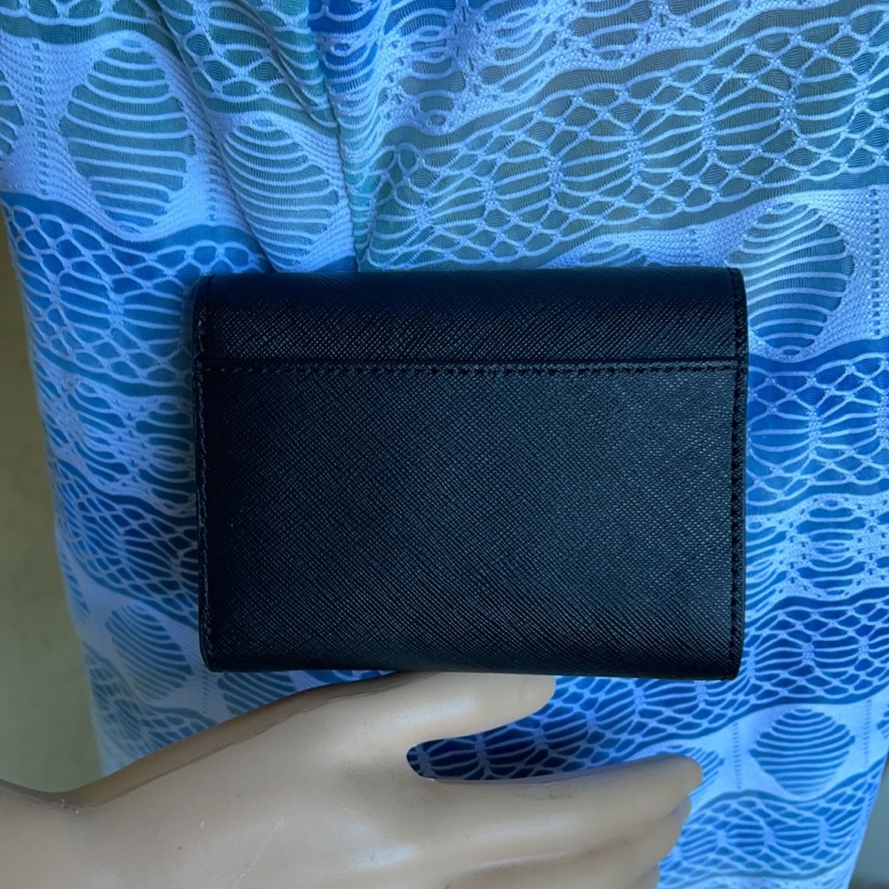 MICHAEL KORS JET SET TRAVEL MEDIUM FLAP BIFOLD WALLET BLACK - Picture 9 of 16